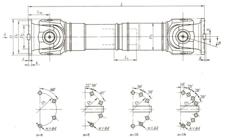 標(biāo)準(zhǔn)伸縮式萬(wàn)向聯(lián)軸器尺寸